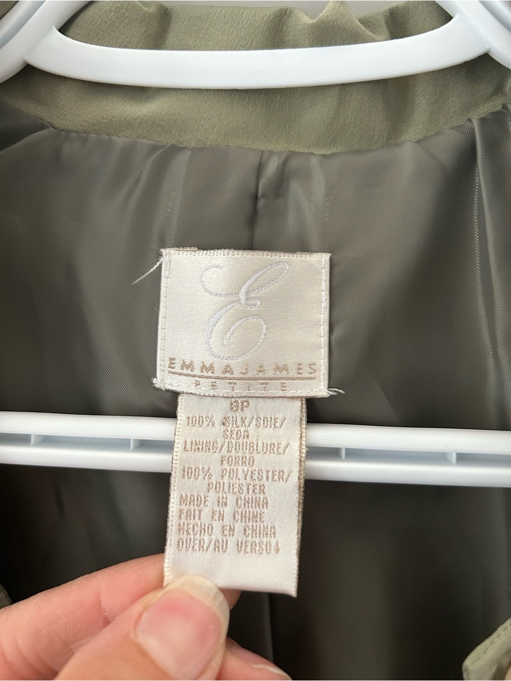 Vintage Emma James 100% Silk Lightweight Utility Women’s Sage Green Jacket - Picture 3 of 8